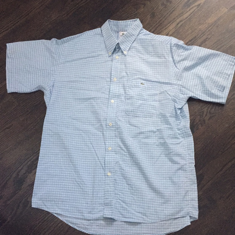 Lacoste blue check shirt sleeve button down, 42
